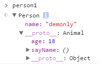改写原型对象后 person1._proto_指向了 Animal 的实例