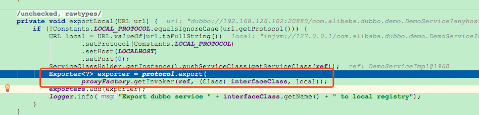 ServiceBean#exportLocal()